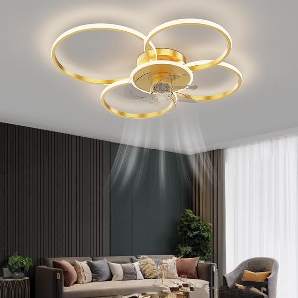 

ceiling fans modern led ring light with fan 220v golden lights for living dining room bedroom restaurant