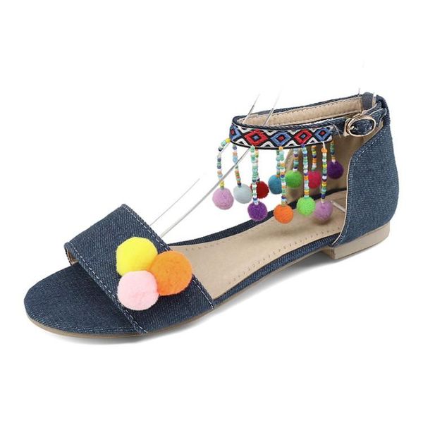 

big size fashionable and sweet sandals summer flat ladies women shoes woman, Black