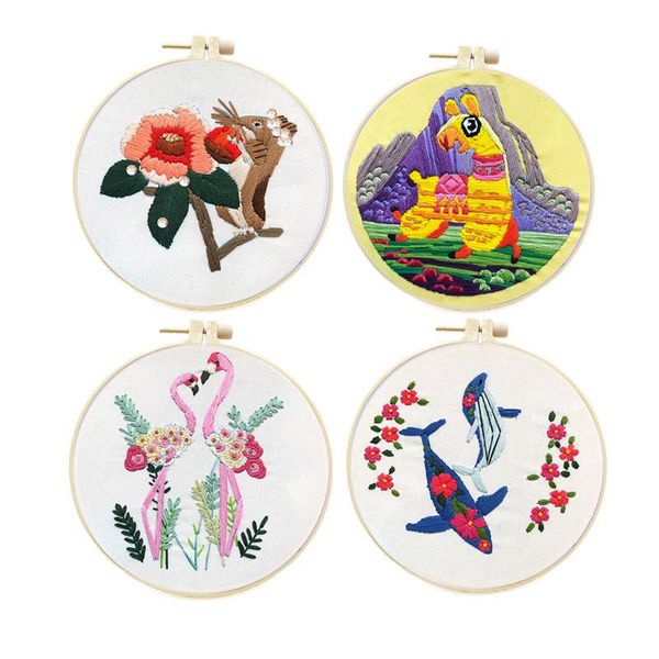 

other arts and crafts diy animal flamingo embroidery kit cross stitch set with hoop for beginner needlework needle fabric sewing art craft