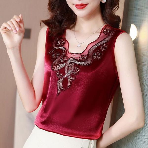 

women's blouses & shirts blusa feminina summer fashion silk hollow out sleeveless lace women white black korean style chiffon blouse