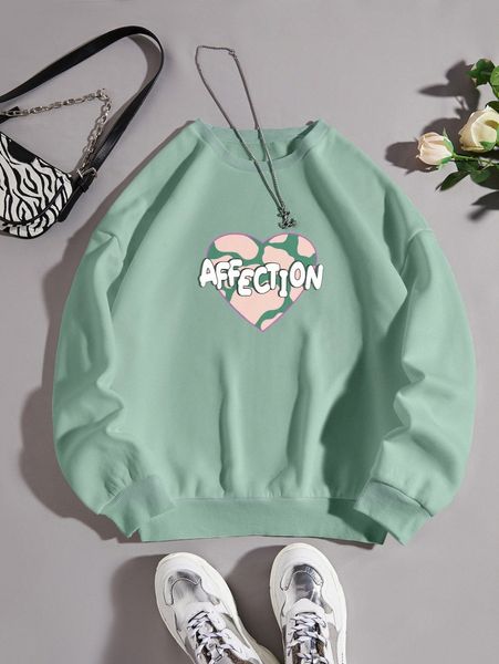

heart & letter graphic thermal pullover a8qs#, White;black