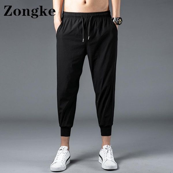 

men's pants zongke 2021 solid harem men trousers casual joggers sweatpants hip hop streetwear male plus size m-3xl, Black