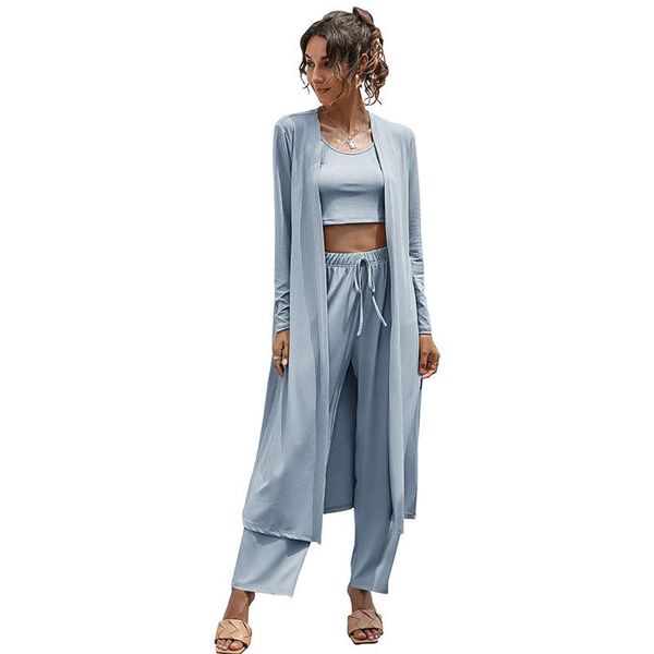 

women's two piece pants clothing autumn casual loose fashion temperament vest wide legs three-piece suit, White