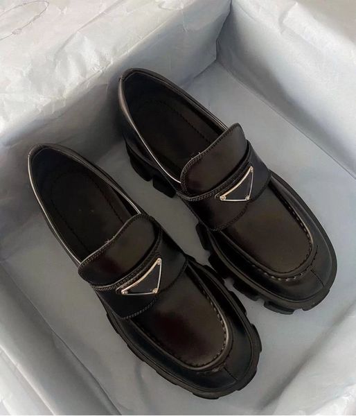 

[original box] luxury women lug sole monolith loafer shoes chunky platform sneakers slip on platfrom sneakers lady leather white black comfo