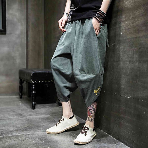 

men's pants joggers sweatpant casual streetwear loose calf length pant hip hop male trousers 2021 drop dvsf, Black
