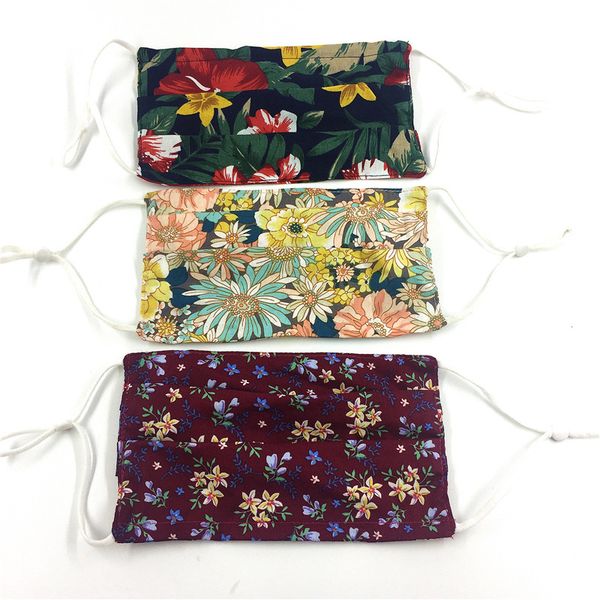 

flat floral cotton mask reusable cloth rope adjustable fashion