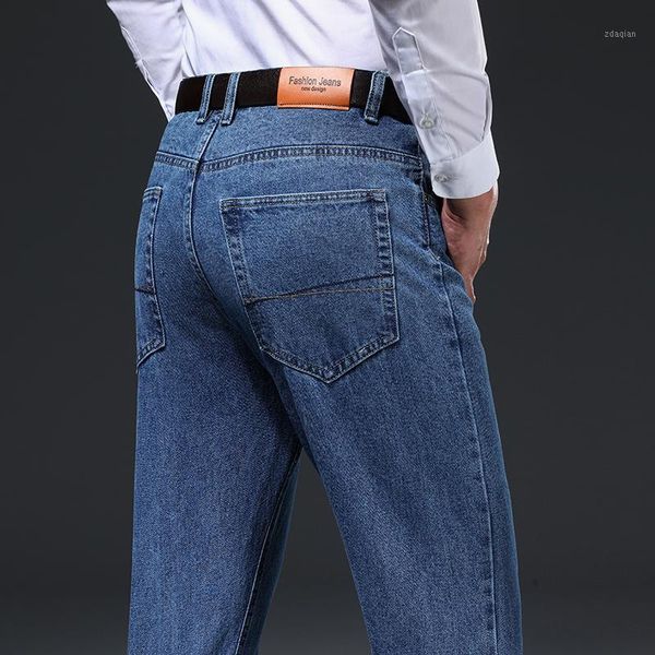 

men's jeans men's 2022 autumn brand cotton straight loose thick denim classic style youth casual plus size 40 42 blue