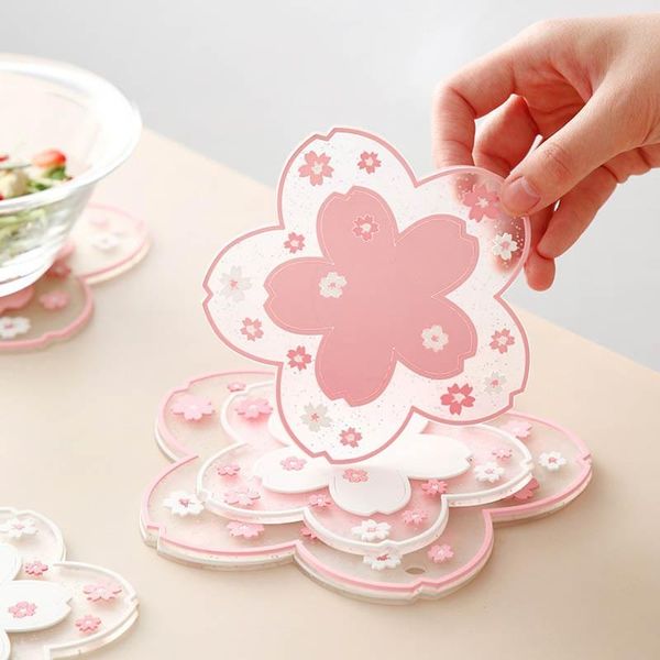 

mats & pads japan style cherry blossom heat insulation table mat home office anti-skid tea cup milk mug coffee