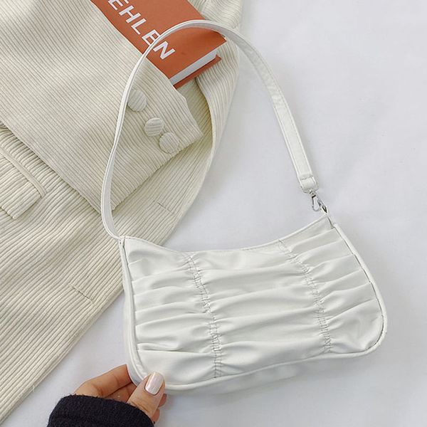 

soft pu leather women underarm bags retro fold single shoulder ladies baguette handbag fashion design girls small shoulders bag