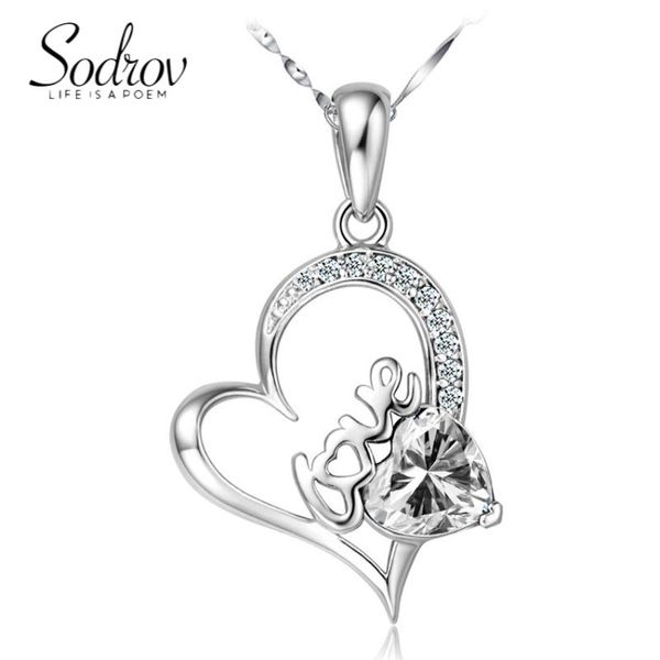

chains sodrov sterling silver necklace heart shape jewelry love pendant for women