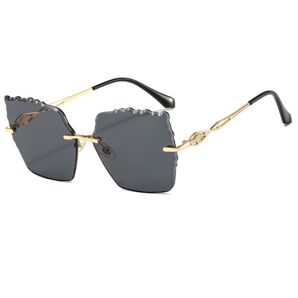 

sunglasses 2021 summer rimless women brand designer gradient sun glasses female trimming mirror goggles uv400, White;black