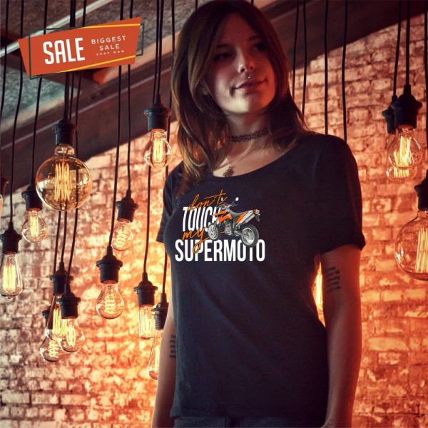 

sale supermoto don 't touch ladies t-shirt m motorcycle motif no touching drift, White;black