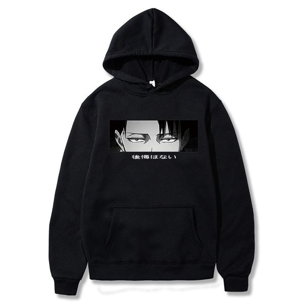 

anime attack titan hoodies cool levi pullover hoody gentlemen long mouw clothes women casual loose, Black