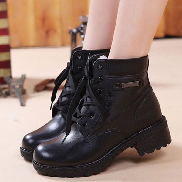 

sarairis 2020 leisure fashion genuine leather winter shoes women warm plush wool fur cow skin snow boots female ankle boots, Black