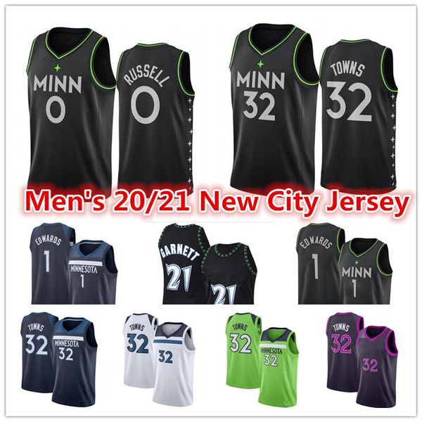 

vintage karl-anthony 32 towns basketball jerseys kevin 21 garnett 1 edwards minnesota timberwolves city basketball edition jersey, Black;red