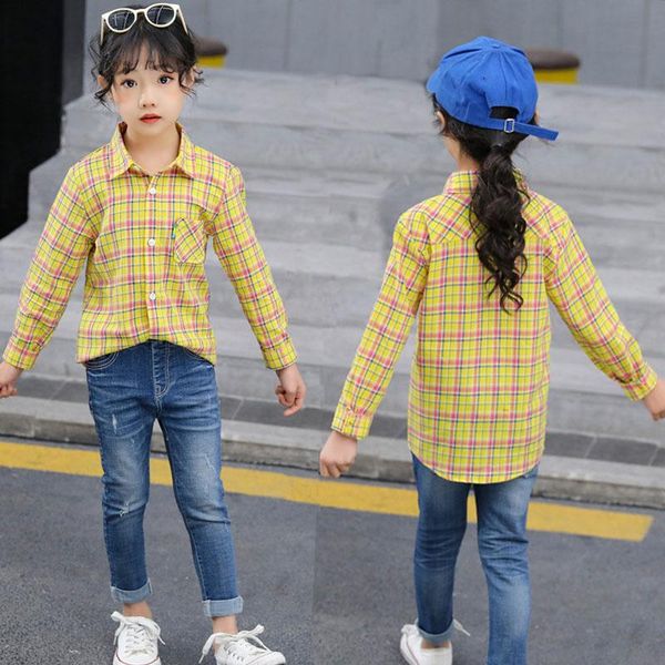 

shirts kids clothes girls cotton plaid 6 8 to 12 clothing children school girl long sleeve casual blouse 2021, White;black