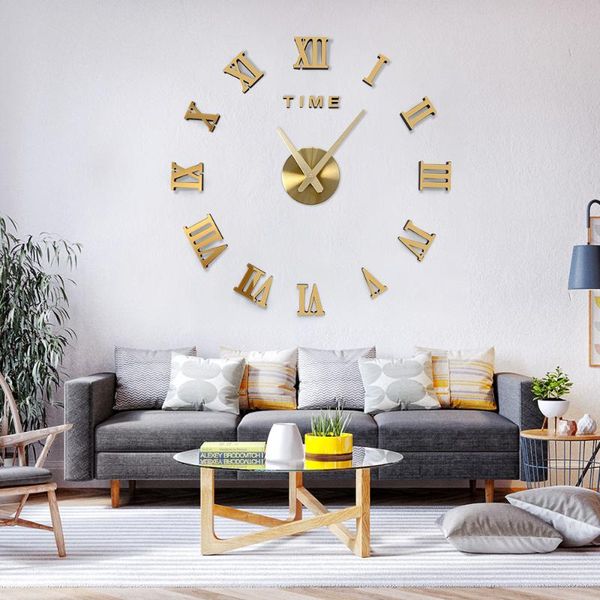 

wall clocks diy 12v digital large clock home decoration mirror sticker modern design on the for living room