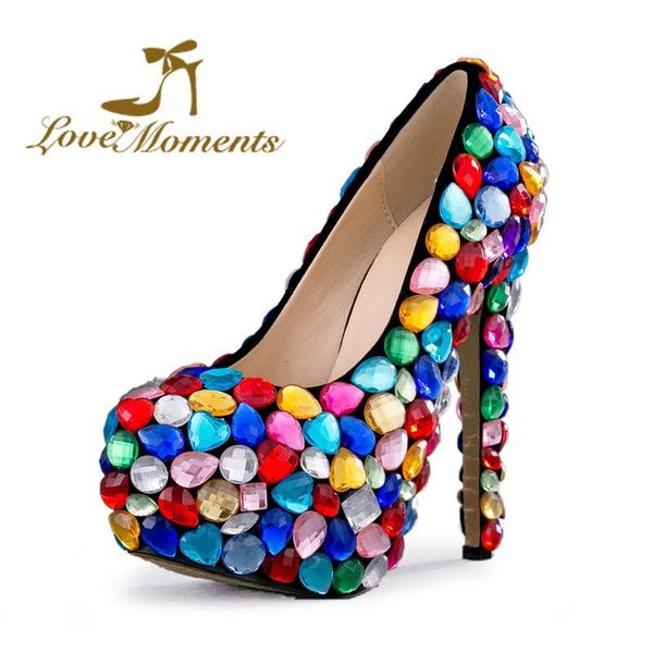 

mix color crystal wedding shoes handmade red blue pink cinderella prom party heels 14cm high heel graduation ceremony pumps dress, Black