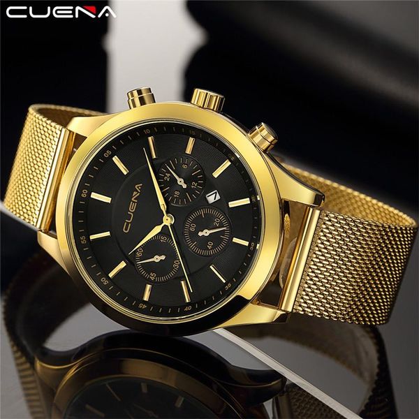 

wristwatches cuena fashion casual men watch sport quartz clock mens brand luxury business watches relogio masculino, Slivery;brown
