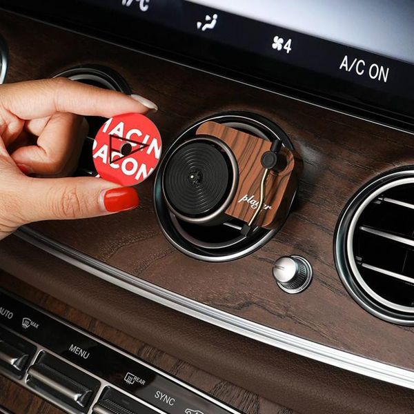 

car air freshener record player perfume clip phonograph vent outlet smell diffuser interchange solid interior accessories