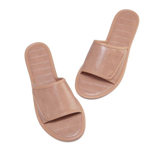 

stylish comfortable slippers women stone-printed one foot sandals european and american magic paste flat, Black