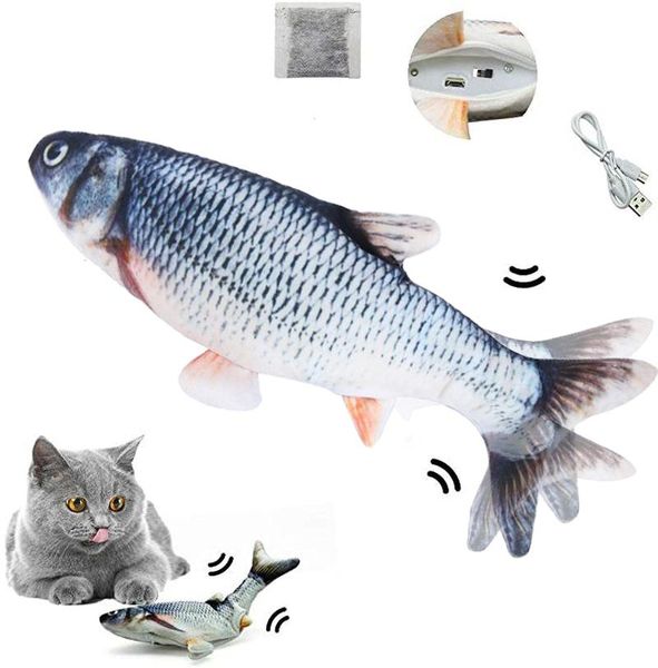 

cat toys pet soft 3d floppy fish shape toy electric usb charging simulation catnip funny chewing playing supplie dropshiping