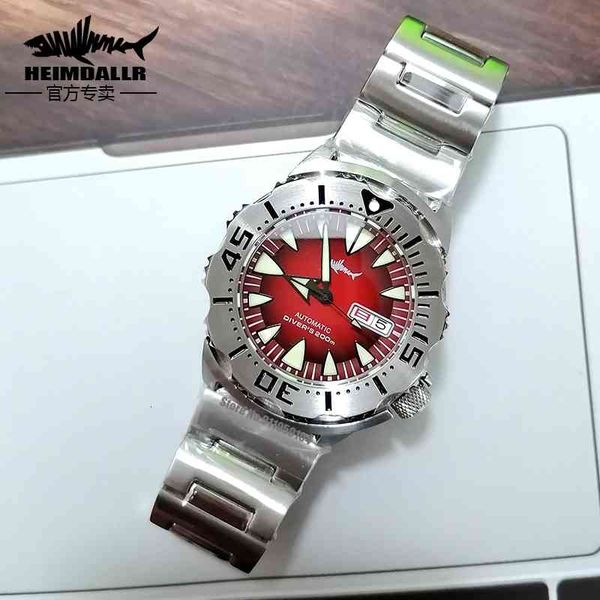 

watch [official ]heimdallr men's diving monster sapphire crystal ghost tooth movement mechanical 200 waterproof luminous, Slivery;brown