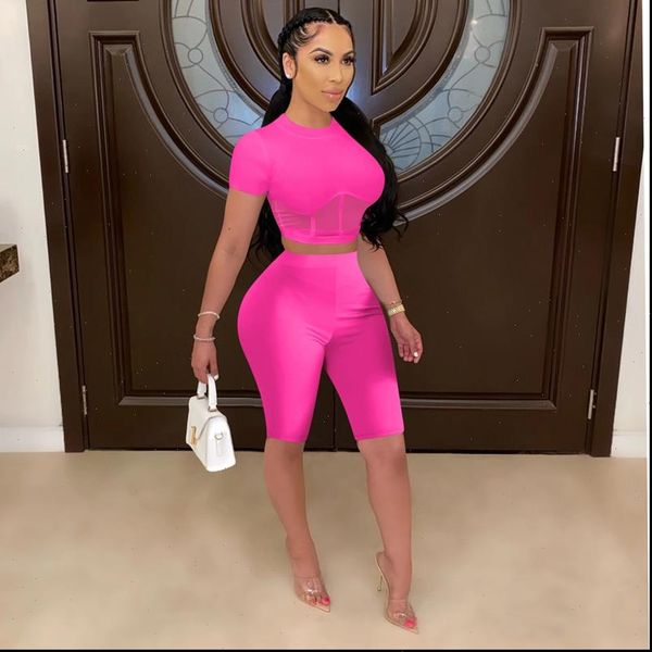 

two peice set summer biker womens tracksuits shorts high waist matching sets bodycon 2 piece club outfits tracksuit, Gray