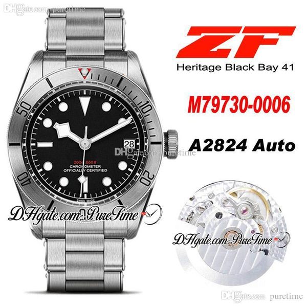 

zf gmt 41mm eta a2836 automatic mens watch black dial white markers stainless steel bracelet super edition pttd puretime c05, Slivery;brown