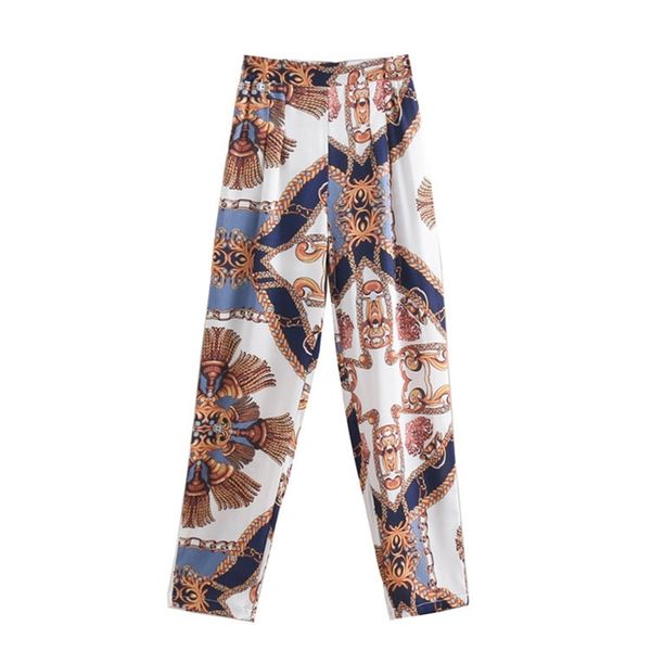 

est women retro print harem pants pleated elastic waist european style female full length fashion trousers pantalones 211007, Black;white