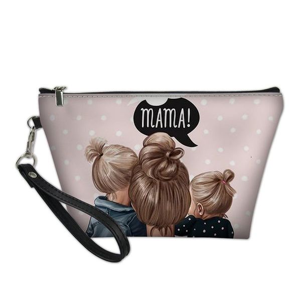

women cosmetic bags family mom kids pattern ladies small makeup pouch travel bag lightweight smooth zipper & cases