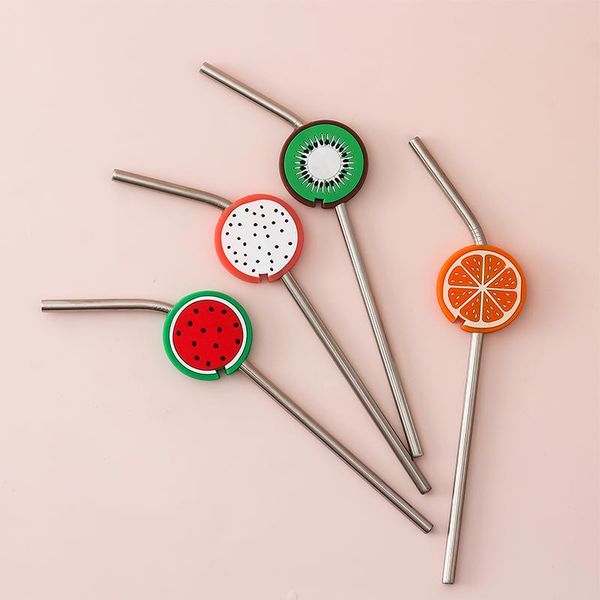 

stainless steel drinking straw brings cute fruit silicone cover reusable drinkware accessories wine glasses