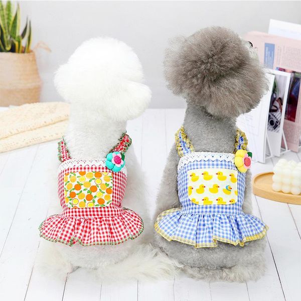 

pet summer vest flower suspender skirt 2021 cat and dog clothes spring thin apparel