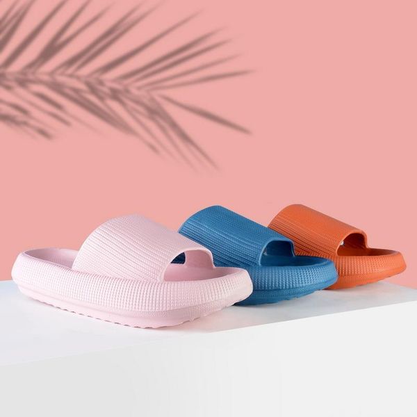 

slippers home sandals chunky sole indoor shoes non-slip flip flops for lovers, Black