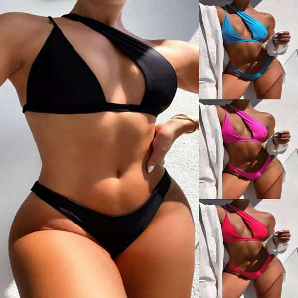 

women's swimwear bikinis one sided solid bikini swimsuit split tpp6, White;black