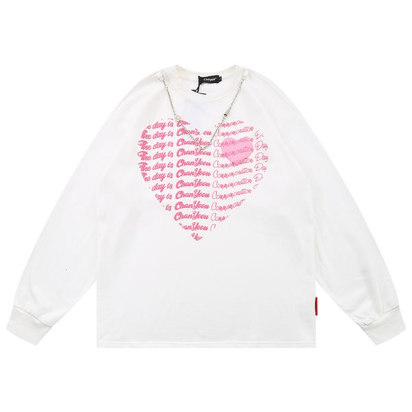 

sweatshirts love letter foam printed sweater mens street trend necklace decoration loose round neck pullover hoodie, Black