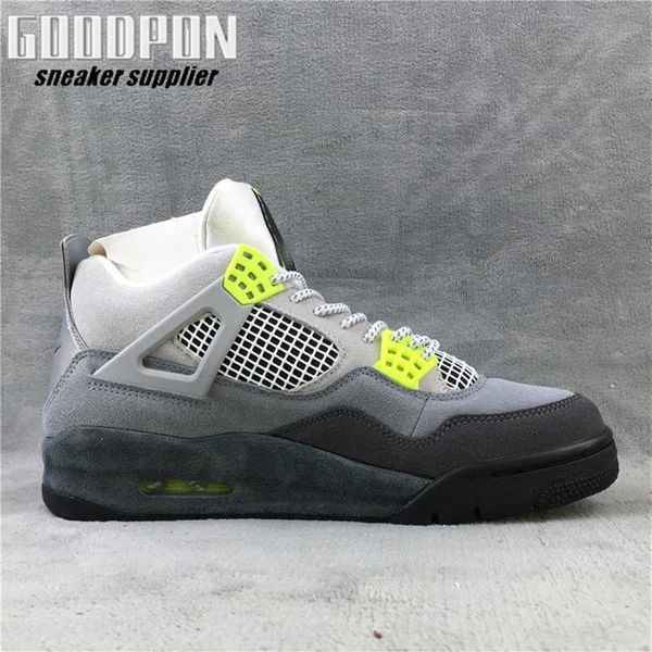 

95 neon jumpman 4 4s fashion shoe grey green mens basketball shoesa12