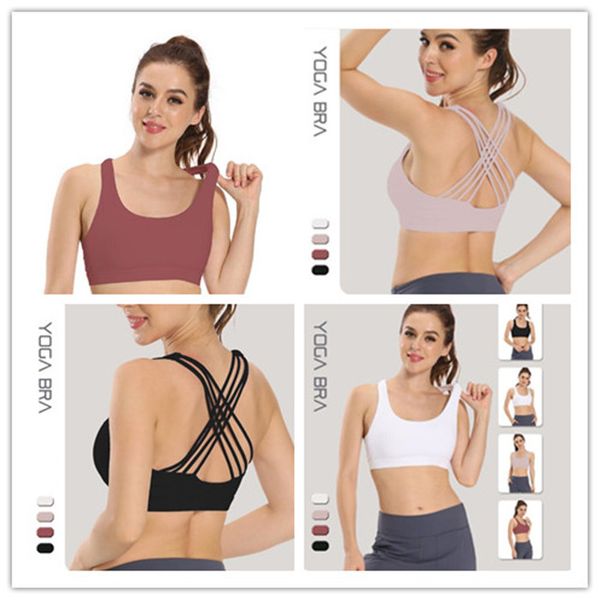 

women running sports bra shirts yoga gym vest push up fitness underwear lady shakeproof adjustable strap bras outfits workout clothing, White;red