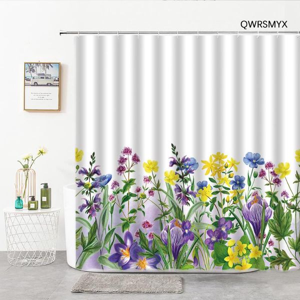 

shower curtains hand painted plant and flower bath curtain washable machine bathtub accessories bathroom products
