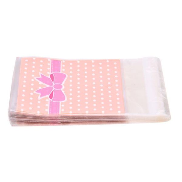

gift wrap 100 x pink bow tie bag sachet biscuit candy plastic bowknot