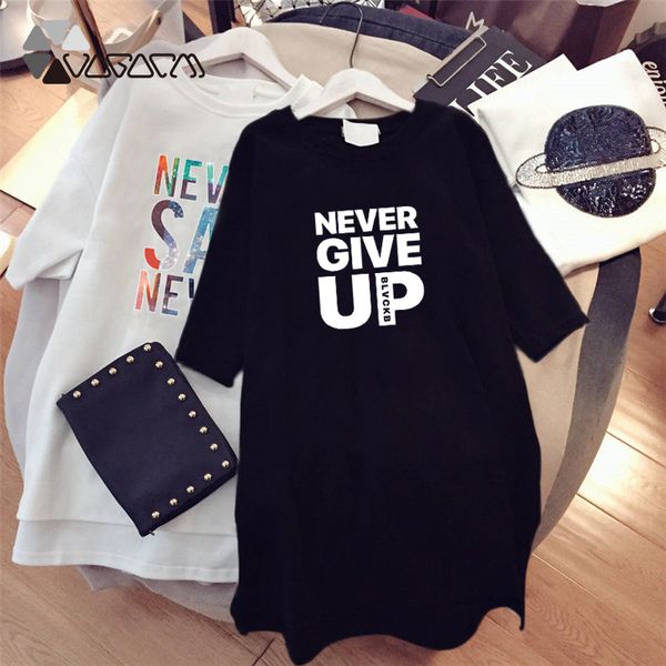 

women dresses never series letter plus size black mini dress loose summer long t shirt casual clothes femme white sukienka, Black;gray