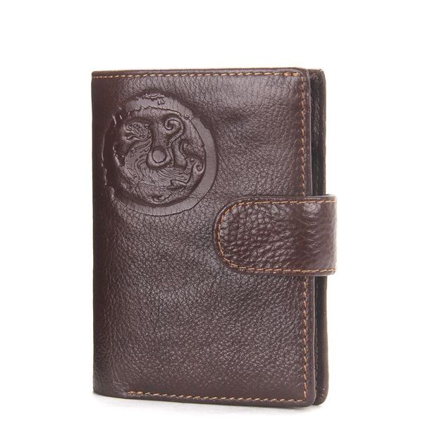 

card holders 100% genuine leather men's wallet fashion male clutch cowhide passport cover clamp for money bag man vintage walet rfid, Brown;gray