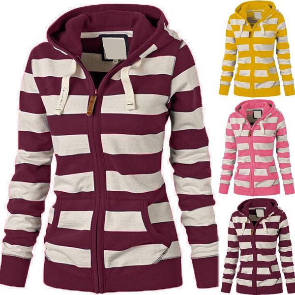

women's hoodies & sweatshirts hoodie female women's fashion stripe printing loose long sleeve pockets large size winter clothes wo, Black