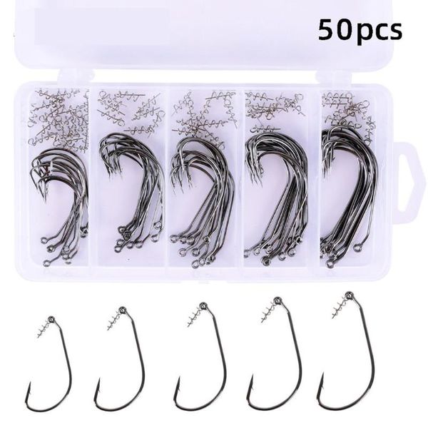 

pcs/set fish hook carbon steel spring soft lure crank fishing hooks