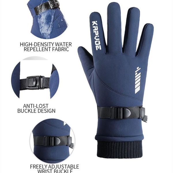 

cycling gloves 2021 full finger waterproof touchscreen thermal warm bicycle bike ski outdoor sport winter, Black