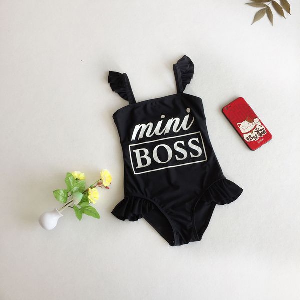 

children' boss baby girls' ins swimsuit, Red;black