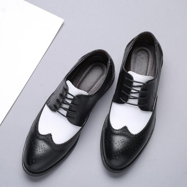 

dress shoes 2021 british style men's pointed toe wedding black leather and white formal for men