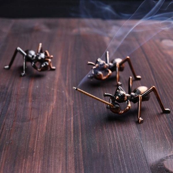 

fragrance lamps 1pc ant shape portable alloy copper incense holder can be fixed sticks and coil burner censer high plug