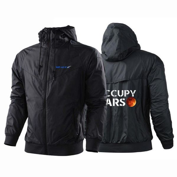 

men's hoodies & sweatshirts 2021 long sleeve spacex space x logo motorcycle coats casual sportswear streetwear hip hop clothing, Black