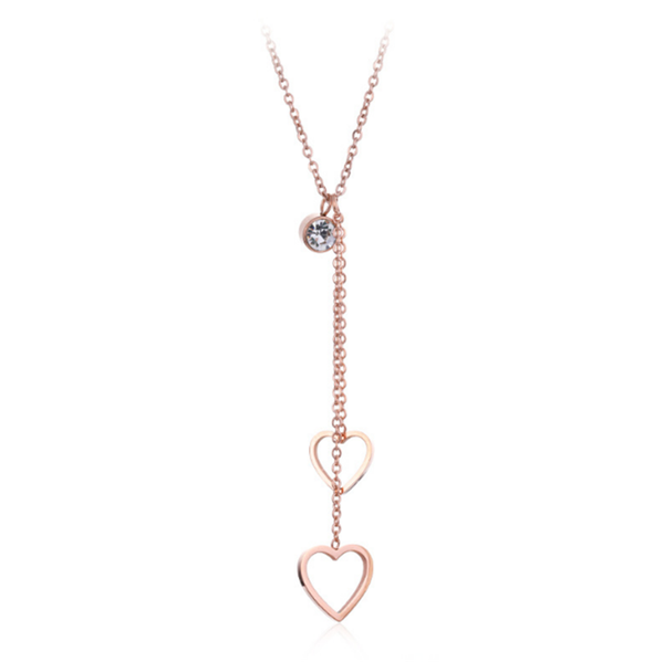 

pendant necklaces 316l stainless steel multiple love rose gold necklace female cute heart temperament tassel no fade, Silver